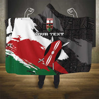 Custom Kenya Rugby Sevens Hooded Blanket African Pattern - Grunge Style