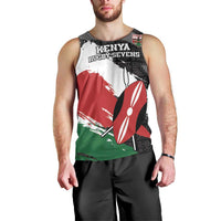 Custom Kenya Rugby Sevens Men Tank Top African Pattern - Grunge Style - Wonder Print Shop