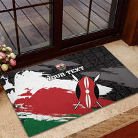 Custom Kenya Rugby Sevens Rubber Doormat African Pattern - Grunge Style - Wonder Print Shop