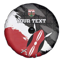 Custom Kenya Rugby Sevens Spare Tire Cover African Pattern - Grunge Style - Wonder Print Shop