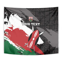 Custom Kenya Rugby Sevens Tapestry African Pattern - Grunge Style - Wonder Print Shop