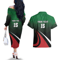 Kenya Rugby Custom Couples Matching Off The Shoulder Long Sleeve Dress and Hawaiian Shirt Go Simbas - Wonder Print Shop