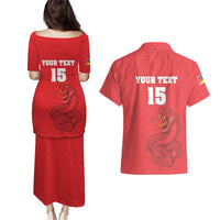 Custom Mozambique Football Couples Matching Puletasi and Hawaiian Shirt Come On Os Mambas - Wonder Print Shop