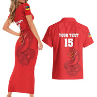 Custom Mozambique Football Couples Matching Short Sleeve Bodycon Dress and Hawaiian Shirt Come On Os Mambas - Wonder Print Shop