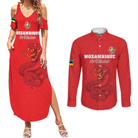 Custom Mozambique Football Couples Matching Summer Maxi Dress and Long Sleeve Button Shirt Come On Os Mambas - Wonder Print Shop