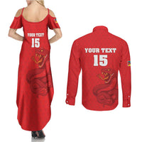 Custom Mozambique Football Couples Matching Summer Maxi Dress and Long Sleeve Button Shirt Come On Os Mambas - Wonder Print Shop