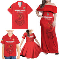 Custom Mozambique Football Family Matching Off Shoulder Maxi Dress and Hawaiian Shirt Come On Os Mambas - Wonder Print Shop