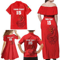 Custom Mozambique Football Family Matching Off Shoulder Maxi Dress and Hawaiian Shirt Come On Os Mambas - Wonder Print Shop