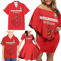 Custom Mozambique Football Family Matching Off Shoulder Short Dress and Hawaiian Shirt Come On Os Mambas - Wonder Print Shop