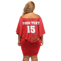 Custom Mozambique Football Family Matching Off Shoulder Short Dress and Hawaiian Shirt Come On Os Mambas - Wonder Print Shop