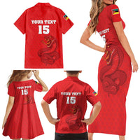 Custom Mozambique Football Family Matching Short Sleeve Bodycon Dress and Hawaiian Shirt Come On Os Mambas - Wonder Print Shop