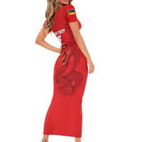 Custom Mozambique Football Family Matching Short Sleeve Bodycon Dress and Hawaiian Shirt Come On Os Mambas - Wonder Print Shop