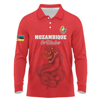 Custom Mozambique Football Long Sleeve Polo Shirt Come On Os Mambas - Wonder Print Shop