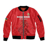 Custom Mozambique Football Sleeve Zip Bomber Jacket Come On Os Mambas - Wonder Print Shop