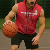 Custom Mozambique Football Sleeveless Zip Hoodie Come On Os Mambas - Wonder Print Shop