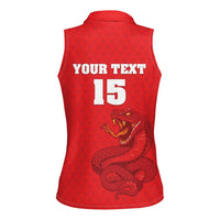 Custom Mozambique Football Women Sleeveless Polo Shirt Come On Os Mambas - Wonder Print Shop