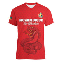 Custom Mozambique Football Women V-Neck T-Shirt Come On Os Mambas - Wonder Print Shop