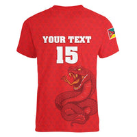 Custom Mozambique Football Women V-Neck T-Shirt Come On Os Mambas - Wonder Print Shop