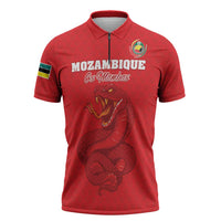 Custom Mozambique Football Zipper Polo Shirt Come On Os Mambas - Wonder Print Shop