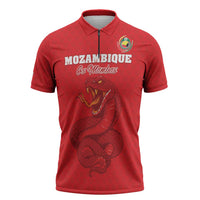 Custom Mozambique Football Zipper Polo Shirt Come On Os Mambas - Wonder Print Shop