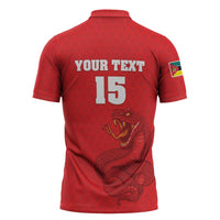 Custom Mozambique Football Zipper Polo Shirt Come On Os Mambas - Wonder Print Shop