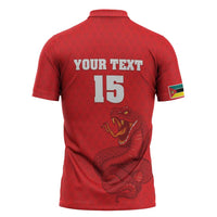 Custom Mozambique Football Zipper Polo Shirt Come On Os Mambas - Wonder Print Shop