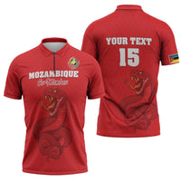 Custom Mozambique Football Zipper Polo Shirt Come On Os Mambas - Wonder Print Shop