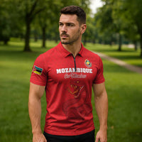 Custom Mozambique Football Zipper Polo Shirt Come On Os Mambas - Wonder Print Shop