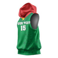 Custom Burkina Faso Football Sleeveless Hoodie Go Champions Les Etalons - Wonder Print Shop
