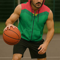 Custom Burkina Faso Football Sleeveless Zip Hoodie Go Champions Les Etalons - Wonder Print Shop