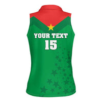 Custom Burkina Faso Football Women Sleeveless Polo Shirt Go Champions Les Etalons - Wonder Print Shop