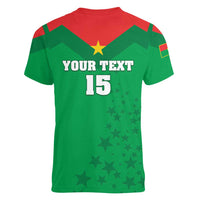 Custom Burkina Faso Football Women V-Neck T-Shirt Go Champions Les Etalons - Wonder Print Shop