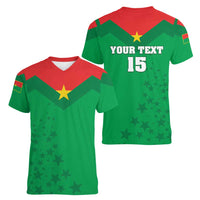 Custom Burkina Faso Football Women V-Neck T-Shirt Go Champions Les Etalons - Wonder Print Shop