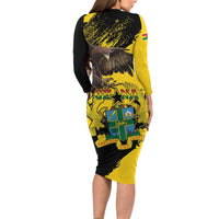 Ghana Eagle Family Matching Long Sleeve Bodycon Dress and Hawaiian Shirt Coat Of Arms - Grunge Style