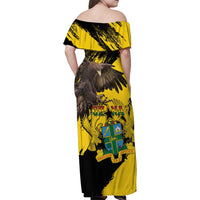 Ghana Eagle Family Matching Off Shoulder Maxi Dress and Hawaiian Shirt Coat Of Arms - Grunge Style
