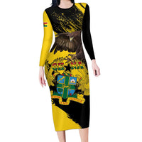 Ghana Eagle Long Sleeve Bodycon Dress Coat Of Arms - Grunge Style