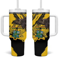 Ghana Eagle Tumbler With Handle Coat Of Arms - Grunge Style - Wonder Print Shop