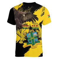 Ghana Eagle Women V-Neck T-Shirt Coat Of Arms - Grunge Style - Wonder Print Shop