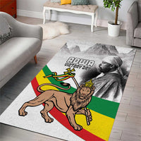 Adwa Victory Day Area Rug Menelik II and Mount Soloda - Lion Of Judah