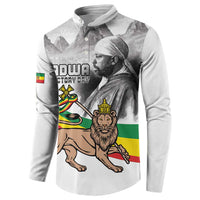 Adwa Victory Day Button Sweatshirt Menelik II and Mount Soloda - Lion Of Judah