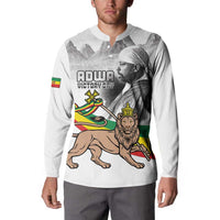 Adwa Victory Day Button Sweatshirt Menelik II and Mount Soloda - Lion Of Judah