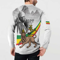 Adwa Victory Day Button Sweatshirt Menelik II and Mount Soloda - Lion Of Judah