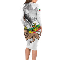 Adwa Victory Day Family Matching Long Sleeve Bodycon Dress and Hawaiian Shirt Menelik II and Mount Soloda - Lion Of Judah