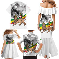 Adwa Victory Day Family Matching Mermaid Dress and Hawaiian Shirt Menelik II and Mount Soloda - Lion Of Judah
