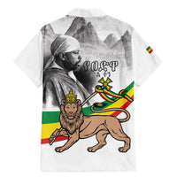 Adwa Victory Day Family Matching Mermaid Dress and Hawaiian Shirt Menelik II and Mount Soloda - Lion Of Judah
