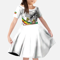 Adwa Victory Day Family Matching Off The Shoulder Long Sleeve Dress and Hawaiian Shirt Menelik II and Mount Soloda - Lion Of Judah