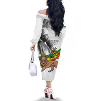 Adwa Victory Day Family Matching Off The Shoulder Long Sleeve Dress and Hawaiian Shirt Menelik II and Mount Soloda - Lion Of Judah