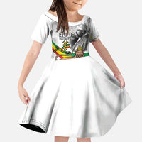 Adwa Victory Day Family Matching Off Shoulder Maxi Dress and Hawaiian Shirt Menelik II and Mount Soloda - Lion Of Judah