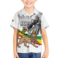 Adwa Victory Day Family Matching Off Shoulder Maxi Dress and Hawaiian Shirt Menelik II and Mount Soloda - Lion Of Judah