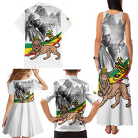 Adwa Victory Day Family Matching Tank Maxi Dress and Hawaiian Shirt Menelik II and Mount Soloda - Lion Of Judah